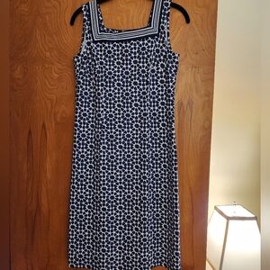 Talbot's Navy/White Geometric Print Dress